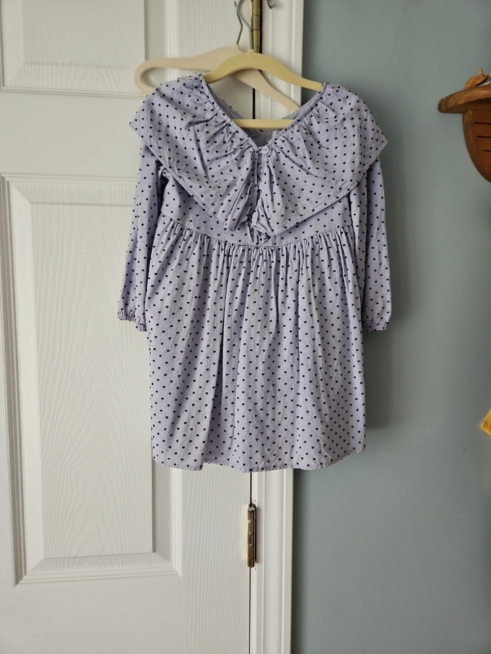 Zara Lavender Dress with Polka Dots and Ruffle Collar